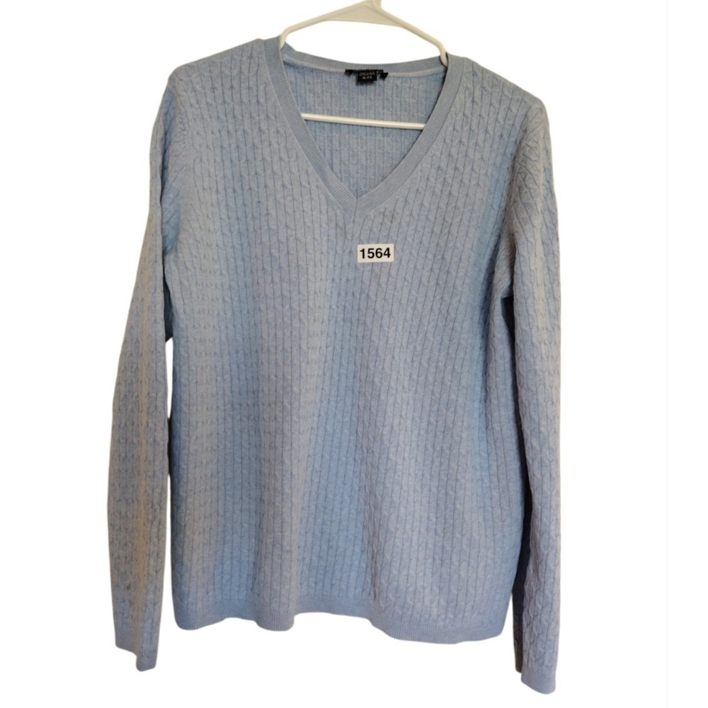 Tommy Hilfiger Women's Knit V-Neck Pull Over Sweater XL Junior Baby Blue